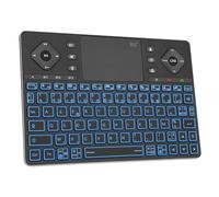 Rii Clavier sans Fil Bluetooth - 3 Canaux, Mini Keyboard AZERTY FrançaisPortable Rétroéclairé Rechargeable Silencieux pour iOS Android TV Windows, Noir