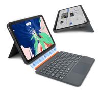 Rii Étui avec clavier pour iPad, clavier rechargeable multi-touches, 7 couleurs, rétroéclairage à 160°, support réglable à 160°, compatible avec iPad Air/Pro/11"/11" (2026/2025/2024) (gris) B101
