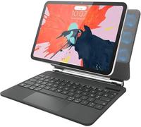 Rii Étui Clavier pour iPad 10,9 Pouces 2021 (10ème génération), Étui-Clavier Bluetooth, Magnétique avec Trackpad, Rétroéclairage Bluetooth Clavier AZERTY pour iPad 10eme - Noir