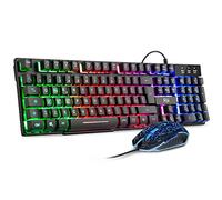 Rii Gaming RK108 (Layout Italieno) Ensemble clavier RK100+ et souris de jeu, rétroéclairé à LED, sensibilité réglable jusqu'à 3 200 DPI