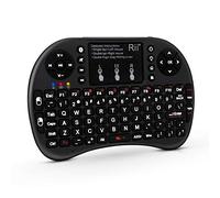 Rii Mini clavier Bluetooth sans fil avec pavé tactile, prise en charge Bluetooth + (RF) 2,4 GHz connexion sans fil pour smartphones, PC, tablette, ordinateur portable, TV Box iOS, Android, Windows,