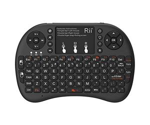 Rii Mini Clavier Sans Fil 2,4 GHz Avec Pavé Tactile, QWERTY Portable Rétroéclairé, Télécommande pour Ordinateur/PC/Tablette/Windows/Mac/TV/Xbox/PS3/Raspberry Pi (Noir)