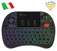 Rii Mini X8 Wireless (Layout Italien) - Mini Clavier Rétro-éclairé Avec Souris