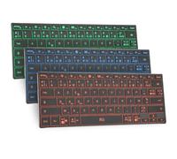 Rii X9 Clavier Bluetooth sans Fil Multi-Dispositifs avec RGB, Étui Aluminium, 3 Canaux Bluetooth, USB-C Batterie Rechargeable, AZERTY Français, Ultra-Mince pourApple MacOS, iOS, Android, PC