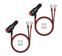 RIIEYOCA 2PCS Adaptateur de Prise Allume-Cigare 12V 24V, 16AWG Allume-Cigare Robuste 15A Mâle à Joint Torique, Câble d'alimentation de Remplacement avec Interrupteur pour Voitures, Bateaux 0,6M / 2FT