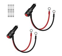 RIIEYOCA 2PCS Adaptateur de Prise Allume-Cigare 12V 24V, 16AWG Allume-Cigare Robuste 15A Mâle à Joint Torique, Câble d'alimentation de Remplacement avec Interrupteur pour Voitures, Bateaux 0,3M / 1FT