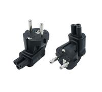 RIIEYOCA 90 degrés Schuko mâle à IEC C5 Adaptateur, IEC320 C5 Femelle à mâle européen CEE 7/7 mâle Adaptateur pour Ordinateur Portable ou C5 câble appareils (2 Pack)
