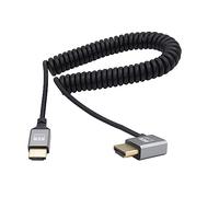 RIIEYOCA 90 degrés UHD 4K HDTV mâle vers HDTV mâle 18 Gbps High Speed 2.0 Extendeur câble spiralé prend en charge 4K @ 60 Hz, 1080p, ARC, 3D, extensible jusqu'à 1.5 m