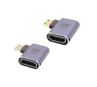 RIIEYOCA Adaptateur Mini HDMI vers HDMI à Angle Droit et à Gauche 90 degrés,48Gbps High Speed 2.1 Extender Mini HDMI Male to HDMI Female Adapter 8K 4K with LED Lights,2PCS