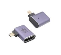 RIIEYOCA Adaptateur UHD 8K Micro HDTV vers HDTV avec Angle Droit et Gauche de 90 degrés, prolongateur 48Gbps 2.1 Micro mâle vers HDTVs Femelle supportant 8K@60Hz, 4K@120Hz(2pack)
