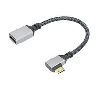 RIIEYOCA Câble adaptateur mini HDMI vers HDMI 4K - Angle droit de 90 degrés - En aluminium tressé - Pour ordinateur portable, projecteur, TV, moniteur, caméscope (20 cm)