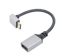RIIEYOCA Câble adaptateur mini HDMI vers HDMI 4K - Angle vers le bas de 90 degrés - En aluminium tressé - Pour ordinateur portable, projecteur, TV, moniteur, caméscope (20 cm)