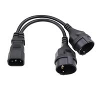 RIIEYOCA Câble Adaptateur Secteur 2 en 1,Câble Adaptateur Secteur pour Prise UPS IEC 320 C14 mâle vers Double Prise européenne Femelle câble Adaptateur, Noir, 0.32m