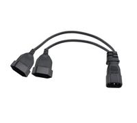 RIIEYOCA Câble Adaptateur Secteur 2 en 1,Câble Adaptateur Secteur pour Prise UPS IEC 320 C14 mâle vers Double Euro CEE7/16 Femelle câble Adaptateur, Noir, 0.32m