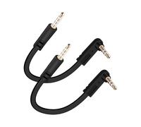 RIIEYOCA Câble Audio Microphone 3,5 mm 4 TRRS Mâle vers 3 TRS mâle, Câble AUX Stéréo 3,5 mm droit vers mâle angle droit 90 degrés TRS Connecteur pour microphone, etc. (15 cm / 2-Pack)