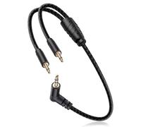 RIIEYOCA Câble audio répartiteur stéréo 90 degrés 3,5 mm vers double mono | Câble répartiteur audio TRS 0,3 cm vers 2 x mono TS pour Rode Wireless Pro Timecode, Eurorack CV/Gate