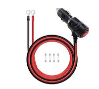 RIIEYOCA Câble de Harnais Allume-Cigare mâle vers borne en O avec Interrupteur on/Off, Cordon d'alimentation 12V-24V Robuste 16AWG 15A avec Protection par fusible (2M/6.5Ft)