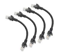 RIIEYOCA Câble de raccordement Ethernet Cat6 0,5 ft, câble réseau Internet haut débit Câbles de raccordement LAN avec connecteurs Rj45 pour routeur, modem, commutateur, serveur, noir, lot de 4
