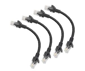 RIIEYOCA Câble de raccordement Ethernet Cat6 0,5 ft, câble réseau Internet haut débit Câbles de raccordement LAN avec connecteurs Rj45 pour routeur, modem, commutateur, serveur, noir, lot de 4