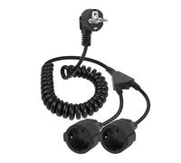 RIIEYOCA Câble d'Extension en Spirale avec 2 Prises, Prise 16A / 250V à 90 Degrés sur 2 Prises Contact de Protection Câble en Spirale, pour Une Utilisation en Extérieur ou en Intérieur (1,2M)