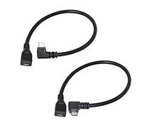 RIIEYOCA Câble d'extension micro USB à 90 degrés - Câble de synchronisation et de charge de données micro USB mâle à femelle à angle gauche et droit 25 cm / 10 pouces (1 paire)
