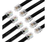 RIIEYOCA Câble filaire droit RJ12 12 pouces 6P6C Mâle à Mâle Cordon téléphonique plat, compatible avec les données et la voix (Noir, 10Pack)