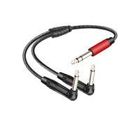 RIIEYOCA Câble Insert 1/4 de pouce TRS Stéréo vers Right Angle Double 1/4 de pouce TS Mono, Câble Séparateur Y Stéréo, Câble Audio 6,35 mm TRS Mâle vers 90 Degrés Double 6,35 mm TS Mâle (0,5 m)