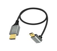 RIIEYOCA Câble Mini HDTV vers HDTV 2.1 8K@60Hz 48Gbps avec une courbure de 90 degrés vers le bas, compatible avec les ordinateurs portables, les caméscopes et plus encore.(vers le bas, 0.5M)