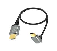 RIIEYOCA Câble Mini HDTV vers HDTV 2.1 8K@60Hz 48Gbps courbé à 90 degrés vers le haut, compatible avec les ordinateurs portables, les caméscopes, etc.(vers le haut, 0.5M)