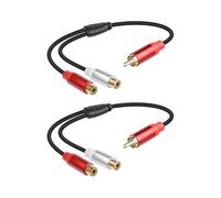 RIIEYOCA Court RCA Y Splitter Cable, 1 RCA Mâle à 2RCA Femelle Câble d'Extension Audio Stéréo pour Haut-parleur, Caisson de Basses, Amplificateur, Système Stéréo, Cinéma Maison 2PCS (0,3m/1ft)
