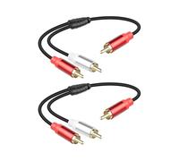 RIIEYOCA Court RCA Y Splitter Cable, 1 RCA Mâle à 2RCA Mâle Câble d'Extension Audio Stéréo pour Haut-parleur, Caisson de Basses, Amplificateur, Système Stéréo, Cinéma Maison 2PCS (0,3m/1ft)