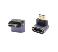 RIIEYOCA Lot de 2 Adaptateurs Coudés 8K Mini HDMI Vers HDMI - 48 Gbps Haute Vitesse 2.1 - Mâle Vers Femelle - 8K 4K Avec Lumières LED - Pour Ordinateur Portable, Appareil