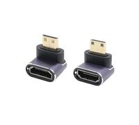 RIIEYOCA Lot de 2 adaptateurs coudés à 90 ° - Mini HDMI vers HDMI - 48 Gbps - Haute vitesse 2.1 - Avec lumières LED - Pour ordinateur portable, appareil photo, reflex numérique
