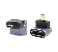 RIIEYOCA Lot de 2 adaptateurs coudés vers le bas UHD 8K Micro HDMI vers HDMI - Standard 48 Gbps - Haute vitesse 2.1 - Prise en charge 8K @ 60 Hz, 4 K @ 120 Hz