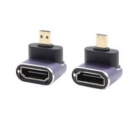 RIIEYOCA Lot de 2 adaptateurs coudés vers le haut et vers le bas UHD 8K Micro HDMI vers HDMI - Standard 48 Gbps - Haute vitesse 2.1 - Prise en charge 8K @ 60 Hz - 4K @ 120 Hz