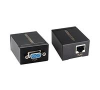 RIIEYOCA Lot de 2 adaptateurs d'extension VGA, câble Ethernet VGA vers RJ45 sur Cat5e/Cat6 pour convertir Le Signal VGA, Peut être étendu à Une portée de câble de 60 m/196 Pieds (Noir)