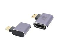 RIIEYOCA Lot de 2 adaptateurs mini HDMI vers HDMI à angle gauche de 90 degrés - 48 Gbps - Haute vitesse 2.1 - Adaptateur Mini HDMI mâle vers HDMI femelle - 8K 4K avec lumières LED - Pour ordinateur