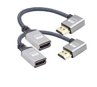 RIIEYOCA Lot de 2 Câbles Tressés UHD 4K HDMI Coudé à 90 Degrés - 18 Gbps High Speed 2.0 - Prend en Charge 4K @ 60 Hz, 1080p, HDCP 2.2, ARC, 3D