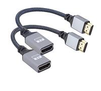 RIIEYOCA Lot de 2 câbles tressés UHD 4K HDMI vers HDMI 2.0 haute vitesse 18 Gbps - Prend en charge les câbles 4K @ 60 Hz, 1080p, 2K, HDCP 2.2, ARC, 3D, mâle vers femelle