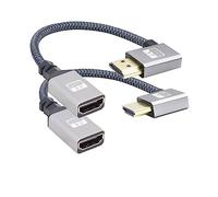 RIIEYOCA Lot de 2 câbles tressés UHD 4K HDMI vers HDMI à 90 degrés coudés à gauche et à droite - 18 Gbps - Prise en charge 4K @ 60 Hz, 1080p, HDCP 2.2, 3D