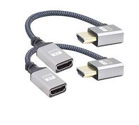 RIIEYOCA Lot de 2 câbles tressés UHD 4K HDMI vers HDMI à angle droit à 90 °, 18 Gbps, haute vitesse 2.0, prend en charge 4K @ 60 Hz, 1080p, HDCP 2.2, ARC, 3D