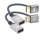 RIIEYOCA Lot de 2 câbles tressés UHD 4K HDMI vers HDMI à angle supérieur et descendant de 90 °, 18 Gbps, câble tressé haute vitesse 2.0, prend en charge 4K @ 60 Hz, 1080p, HDCP 2.2, ARC, 3D