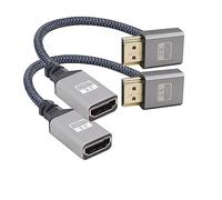 RIIEYOCA Lot de 2 câbles tressés UHD 4K HDMI vers HDMI coudés à 90 degrés - 18 Gbps - Câble tressé haute vitesse 2.0 - Prend en charge 4K @ 60 Hz, 1080p, HDCP 2.2, ARC, 3D