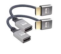 RIIEYOCA Lot de 2 câbles tressés UHD 4K HDMI vers HDMI coudés à 90 degrés vers le bas, 18 Gbps, haute vitesse 2.0, prend en charge 4K @ 60 Hz, 1080p, HDCP 2.2, ARC, 3D