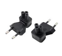 RIIEYOCA Prise à Angle Droit 90 degrés Schuko vers Adaptateur IEC C5, Prise européenne CEE 7/16 mâle vers Adaptateur IEC320 C5 Femelle,Noir (Pack de 2)