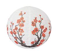 Riiichflowshop Lampe en Papier Ronde en Fleur de Prunier Blanc Clair de Style Oriental Chinois prête à accrocher Papier Facile à Utiliser