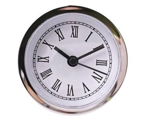 Riiichflowshop Petit Mouvement d'horloge à Quartz Insert de Montre à Chiffres Romains Ronds de 60 mm avec Garniture argentée pour Remplacement d'horloge Murale