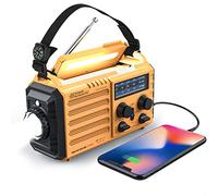 RIIMUHIR Weather Radio Raynic Solar Hand Crank Emergency Radio 5 Ways Powered AM/FM/SW/NOAA Weather Alert Portable Radio with Flashlight, Reading Lamp, Cellphone Charger and SOS Alarm (Yellow)