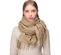 RIIQIICHY Écharpe D'hiver en Laine Cachemire Sensation de Chaleur Grande Écharpe Pashmina Étole Pour Femmes,Chameau,Large