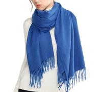 RIIQIICHY Écharpe D'hiver en Laine Cachemire Sensation de Chaleur Grande Écharpe Pashmina Étole Pour Femmes,Bleu,Large